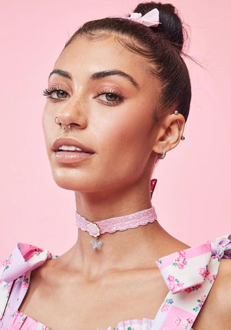 Butterfly Bloom Eyelet Lace Choker