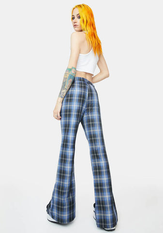 Split Plaid Trousers