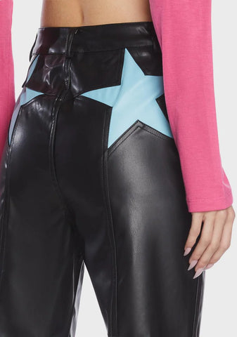 Vegan Leather Star Trousers