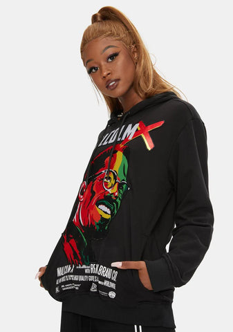 Malcolm X Embroidered Portrait Graphic Hoodie