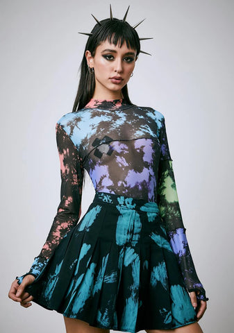 Our Time Now Tie Dye Mesh Top