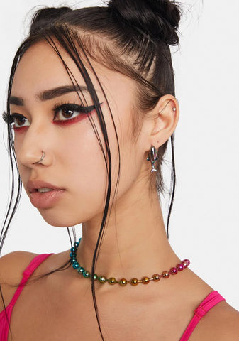 Oil Spill Metallic Fish Earrings