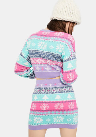 Visions Of Sugarplums Fairisle Mini Skirt