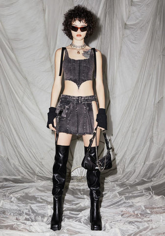 Reverb Washed Denim Corset Top