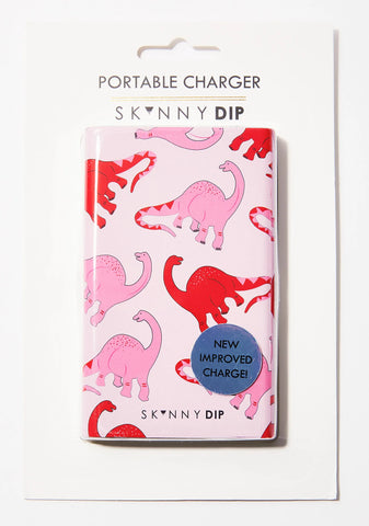 Pink Dino Portable Charger