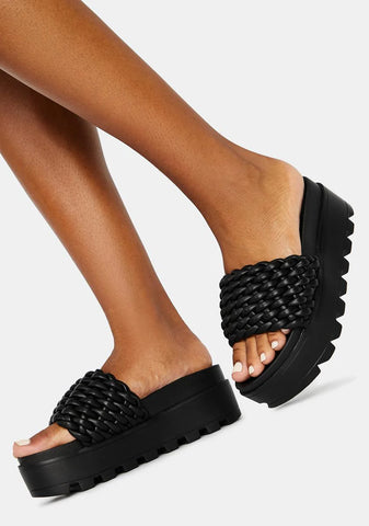 Ink Totally True Platform Woven Slides