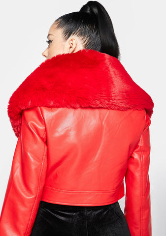 Red Giselle Faux Fur Coat