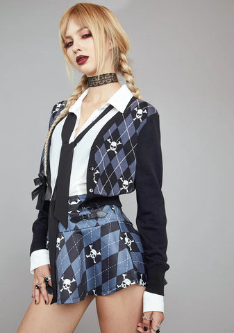 Uncharm School Argyle Cardigan