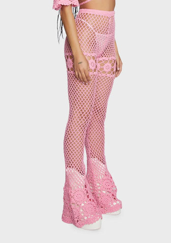 Dream Away Crochet Bell Bottoms Pink