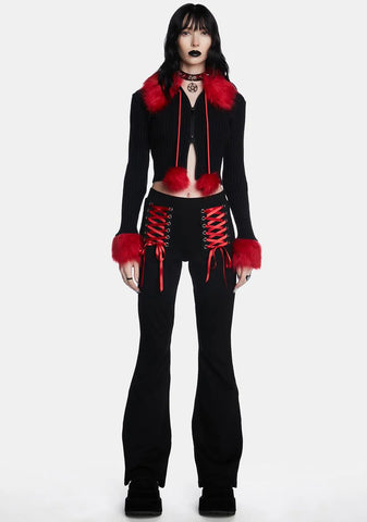 Imaginary Joy Cropped Cardigan - Red