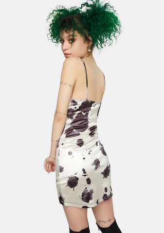 Ink Stain Satin Spandex Betta Mini Dress