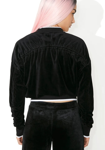 Velour Ruched Track Jacket