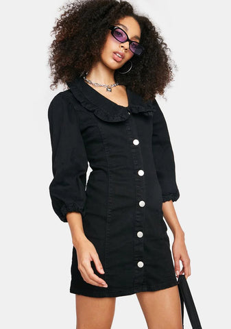Black Button Down Mini Dress