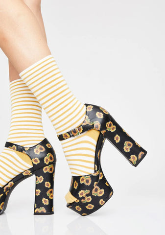 Sunflower Haven Platform Sandals