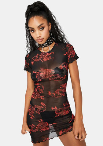 She Breathes Fire Mesh Dress