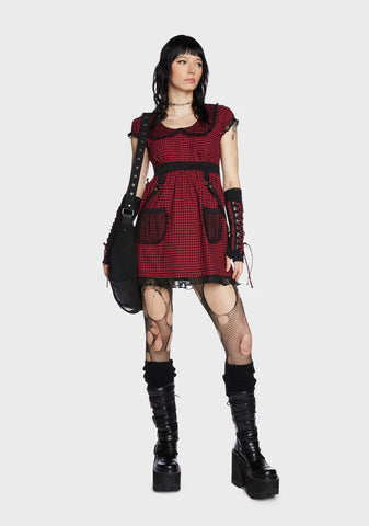 Black And Red Bo Peep Strap Dress