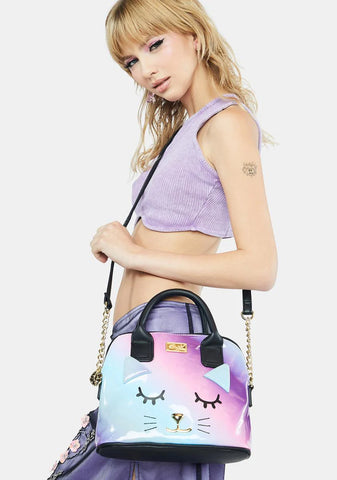 Purple Kitsch PVC Dome Crossbody Bag