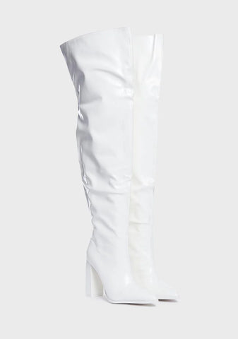 White Daphne Thigh High Boots