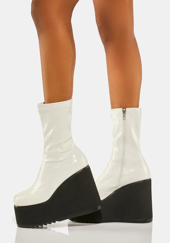 White Lights Out Platform Boots