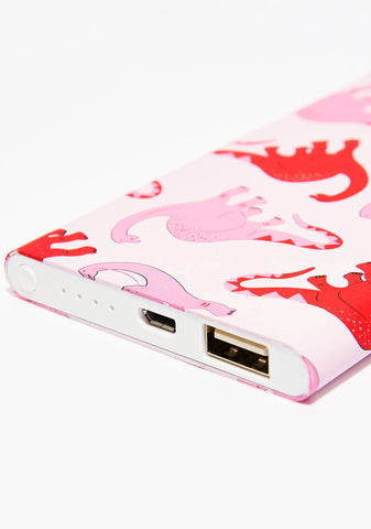Pink Dino Portable Charger
