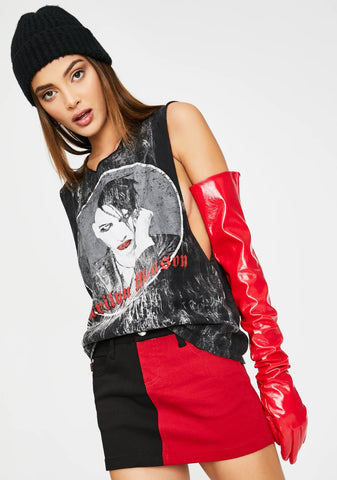 Split Colorblock Mini Skirt