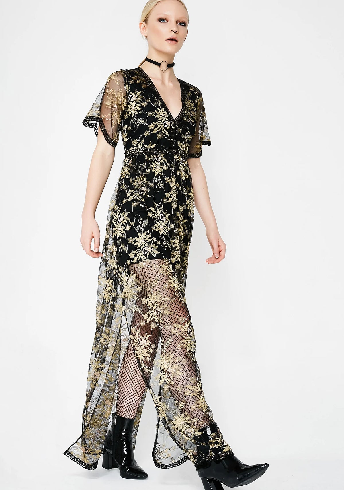 Sheer Elegance Floral Dress