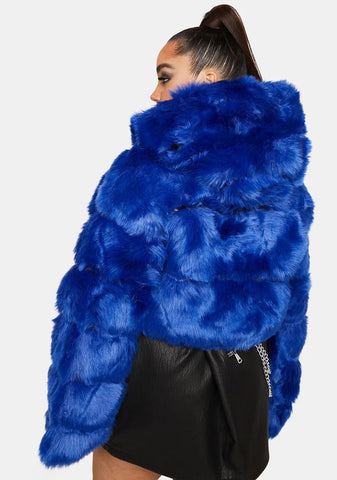 Plus Blue Gracelle Faux Fur Coat