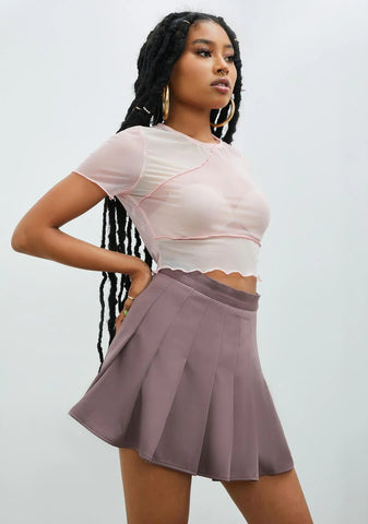 Umber Thank U Next Pleated Mini Skirt