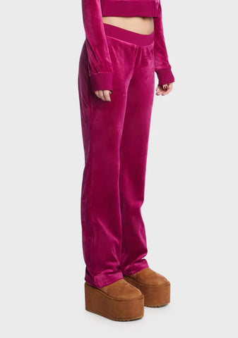 Raspberry Glaze Big Bling Velour Track Pants