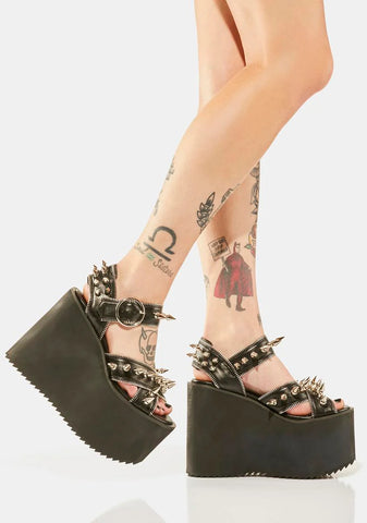 666 Feet Apart Spiked Platform Sandals