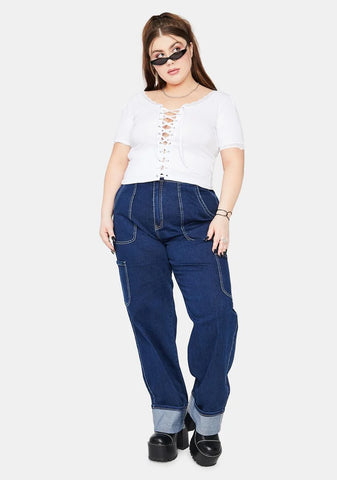 Lux Taken Advice Lace-Up Crop Top