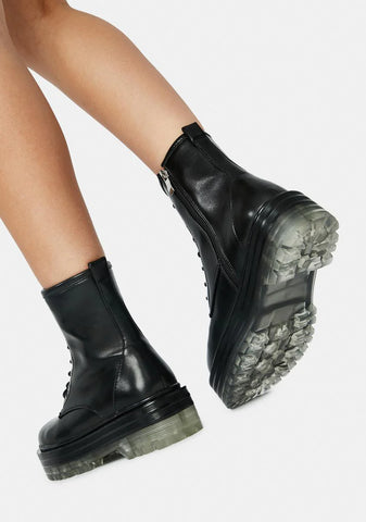 Noir Possy Lace Up Ankle Boots