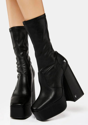 Angelz Black Stretch Sock Boots