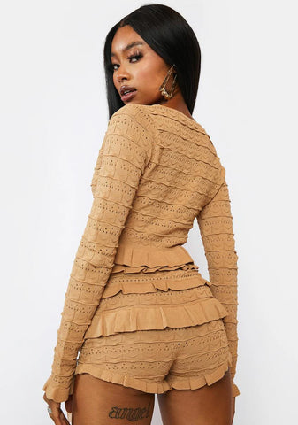 Taupe Trending Next Ruffle Sweater Shorts