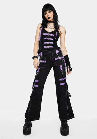 Lavender Buckle Strap And Ring Pants