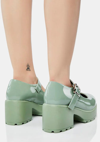 Army Green Tira Mary Janes