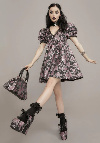 Mauve Fanged Faerie Brocade Mary Janes