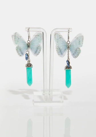 Jaded Wonders Butterfly Crystal Earrings