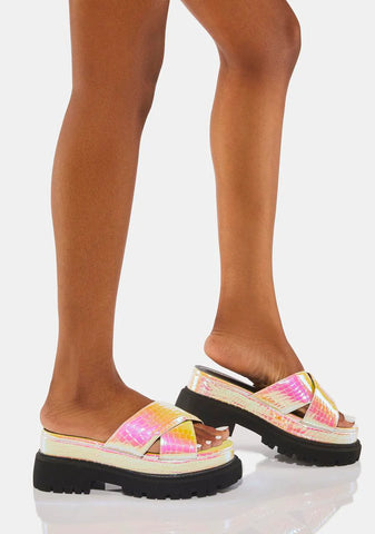 Shiny Thoughts Iridescent Sandals