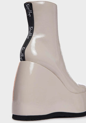 Cream Roxanne Wedge Ankle Boots