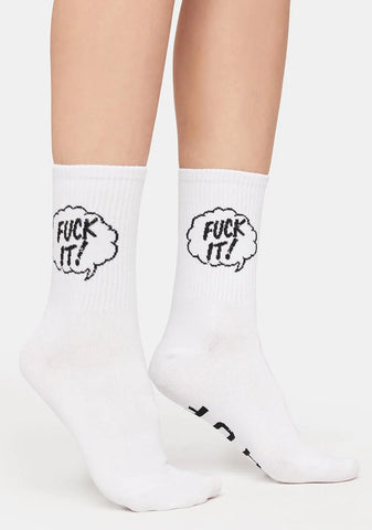 White Fuck It 1/4 Socks