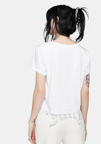 White Rhinestone Juicy Logo Tee