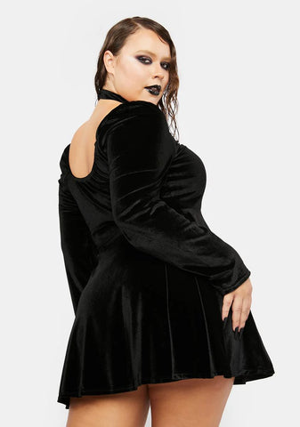 Plus All Bats Are Off Velvet Dress Set