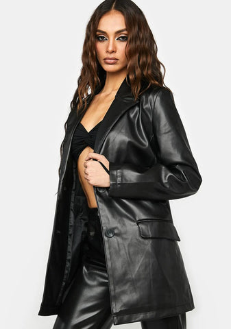 Vegan Leather Blazer