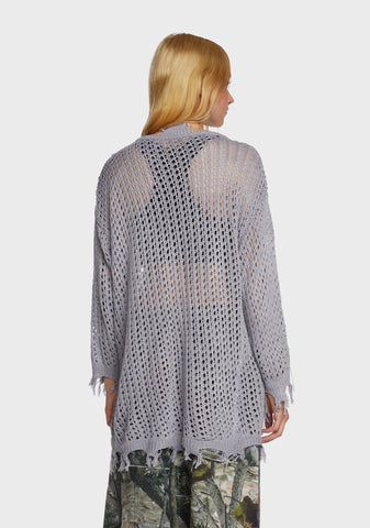 Quick Timing Crochet Top - Gray