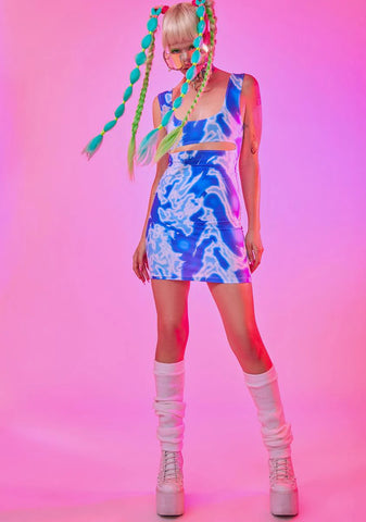 Blue Waves Mini Dress