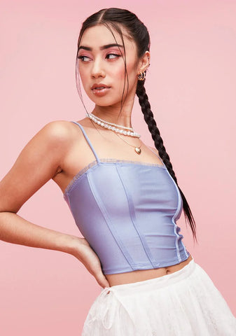 Aqua Raising The Vibe Satin Corset Top