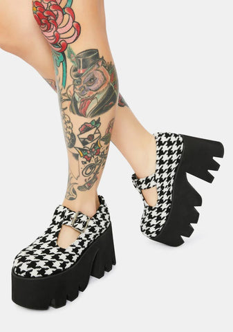 Tee Houndstooth Platform Mary Janes
