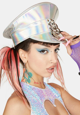 Holographic Layered O-Ring Captain Hat