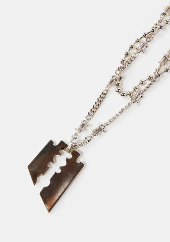 Compression Razor Blade Layered Necklace